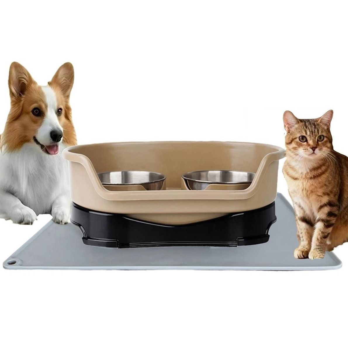 Comedero doble para perros y gatos