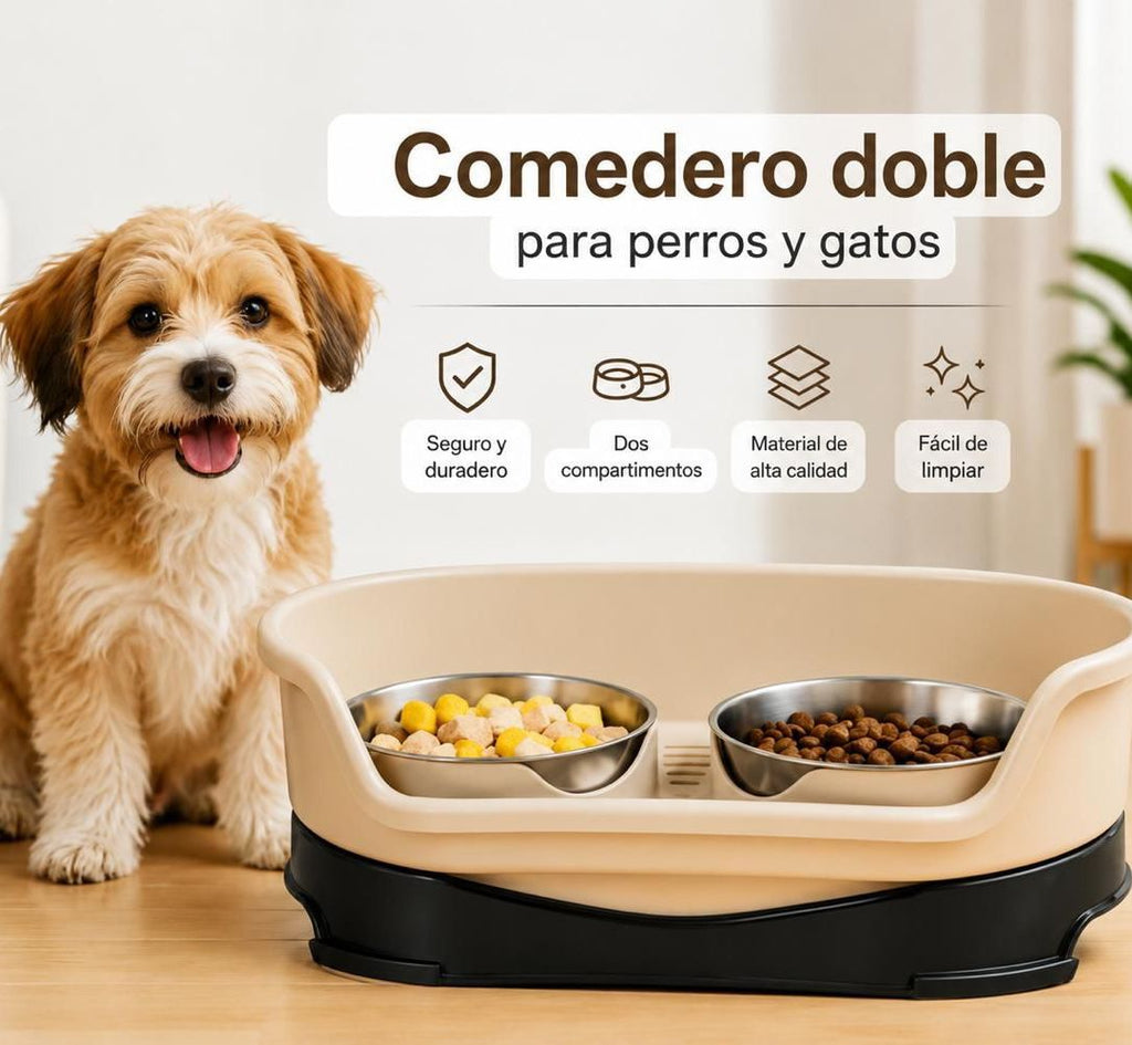 Comedero doble para perros y gatos
