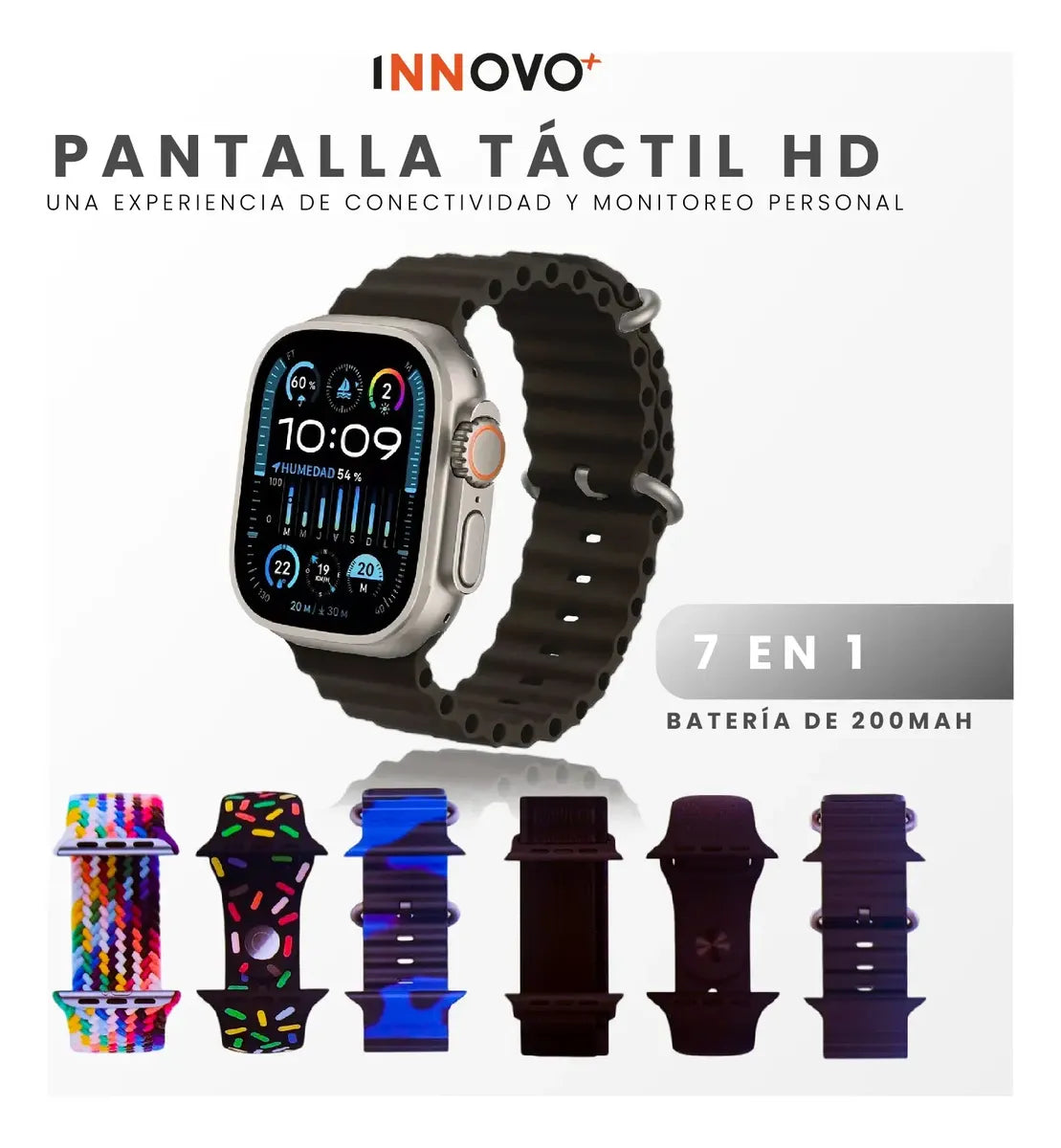 Smart Watch Con Accesorios Audífonos 7 Pulsos