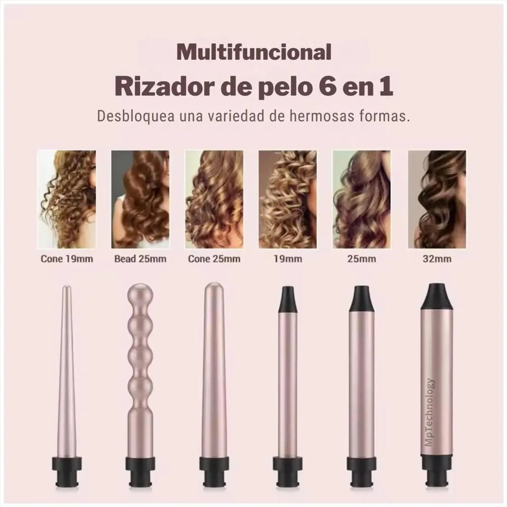 Pinza Rizador 6 En 1 Para Cabello Profesional Beautiful Curl