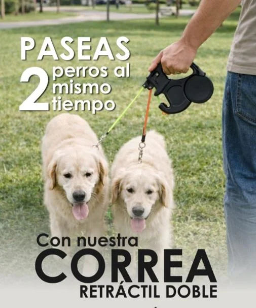Correa Retractil Doble Mascota